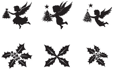 Naklejka premium christmas vector silhouettes of wings