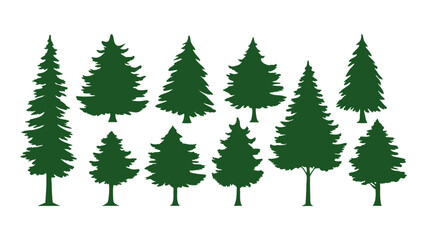 Fototapeta premium A row of evergreen tree silhouettes in various sizes