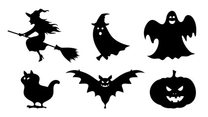 Set of silhouette halloween item