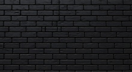 Dark, textured black brick wall background, showing a uniform pattern of rectangular bricks.