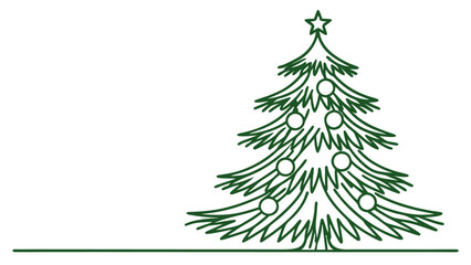 Green christmas tree line art style vector illustration