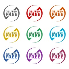 Gluten Free icon isolated on white background. Set icons colorful