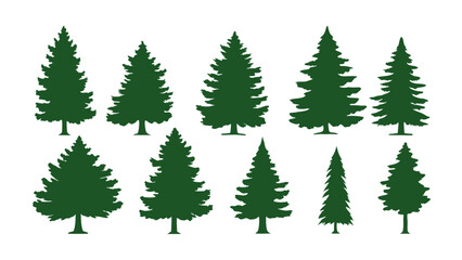 A row of evergreen tree silhouettes in various sizes