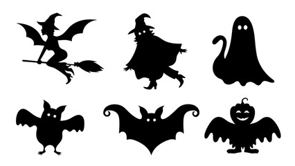 Set of silhouette halloween item