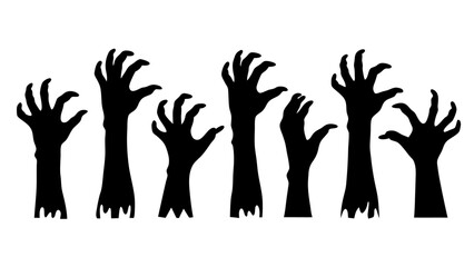 Set of doodle zombie hands silhouette.
