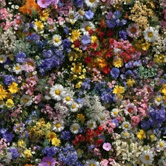 seamless vivid summer flower display features array of colors and textures, creating harmonious blend petals foliage viewed from above. the scene captures essence nature's beauty generative ai