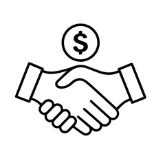 agreement handshake icon line handshake symbol isolated on background