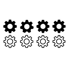 A Collection of Various Gear Symbols Presented in Classic Black and White Color Scheme