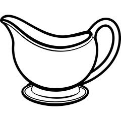 Elegant Gravy Boat Outline Vector