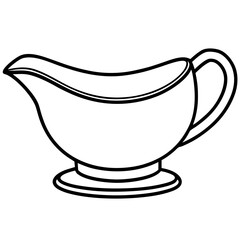 Elegant Gravy Boat Outline Vector