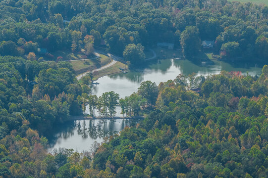 From Yonah&rsquo;s peak, the rivers below gleam like silver threads stitching the land together, Mount Yonah, Yonah, Georgia, United States of America