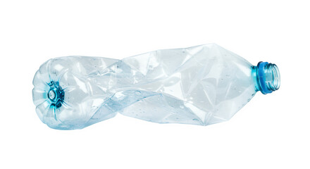 A used plastic bottle, perfect for illustrating recycling, waste, or environmental themes. Isolated on white or transparent background. PNG format.