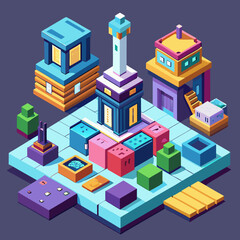 isometric building isometric