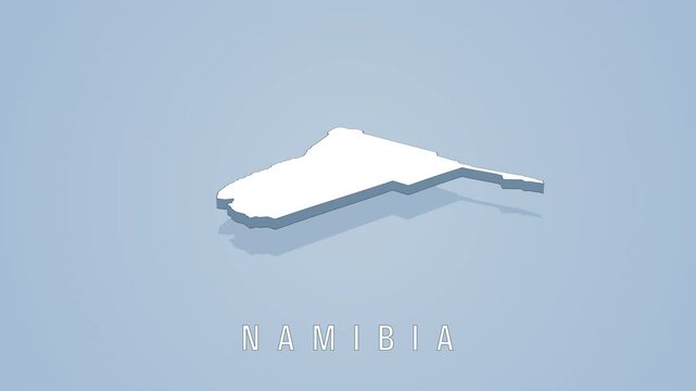 3D map of Namibia on blue background