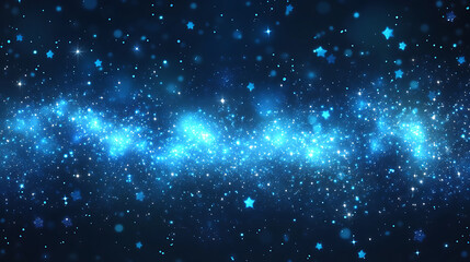 Obraz premium Magical deep blue galaxy with sparkling dust and star cluster background for festive celebration or abstract design