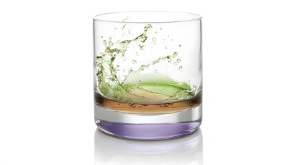 Vibrant Green Liquid Splashing in Glass, Refreshing Cocktail Drink Photography