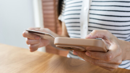 Ecommerce online shopping.Businessman holding credit card buying and selling on laptop from retail store and payment makes a purchase, Online payment,Logistic ,financial, Shipment marketing.