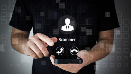 Unknown Number on a Smartphone, Close-Up of a man Receiving an Incoming Call with Notification...