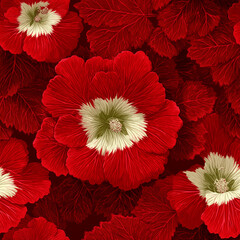 seamless collection of floral textures features vivid red hibiscus flowers with striking white accents. perfect for creating lively backgrounds, wallpaper, or textile designs generative ai
