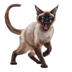 Realistic Siamese Cat with Fierce Expression – PNG