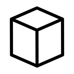 abstract 3d cube. 3D box line icon – editable stroke symbol for packaging, shipping, storage, and product display and more.