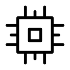 Chip line icon – editable stroke symbol for microchip, processor, AI, and digital technology