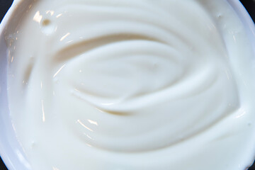 high-angle view of the yogurt on the dish
