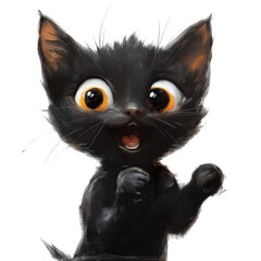 Black Kitten Dramatically Pointing to Its Chest digital artwork