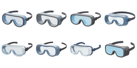 Swimming Goggles Collection: A diverse array of sleek, modern swimming goggles. Each pair embodies precision, comfort, and style, ready for any aquatic adventure. Capturing clarity and vision.
