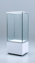 Sleek Glass Trophy Case Displayed Empty Showing Modern Brushed Metal Frame Design
