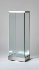 Sleek Glass Trophy Case Displaying Elegant Brushed Metal Frame in Modern Setting