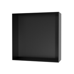 Modern wall-mounted bathroom niche in matte black finish, isolated on white background. Minimalist...