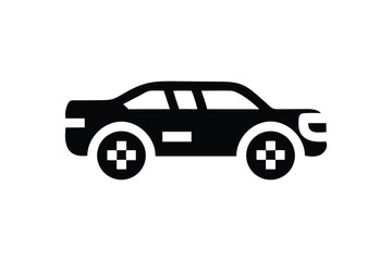 Sleek Black Car Icon: Modern, Minimalist Transportation Graphic for Website, App, and Branding Design.