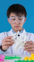 Young Asian Engineer Examines Innovative Printed Lattice Structure in Advanced Manufacturing Lab