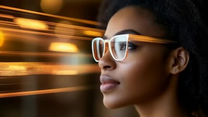 Visionary Insight: African American Woman Glimpsing the Future Through Technological Lenses - Powered by Adobe