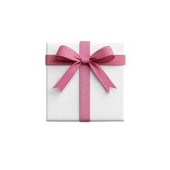 Elegant white gift box with pink ribbon bow