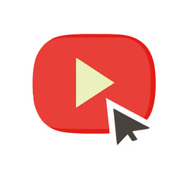 Red play icon in flat style. vector illustration. play button icon, 