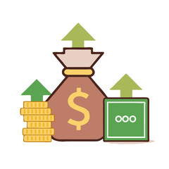 Income growth icon. Profit icon. Vector illustration