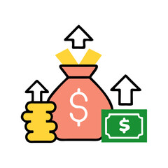 Income growth icon. Profit icon. Vector illustration