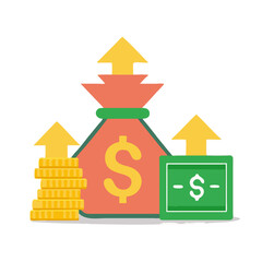 Income growth icon. Profit icon. Vector illustration
