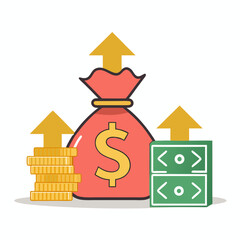 Income growth icon. Profit icon. Vector illustration