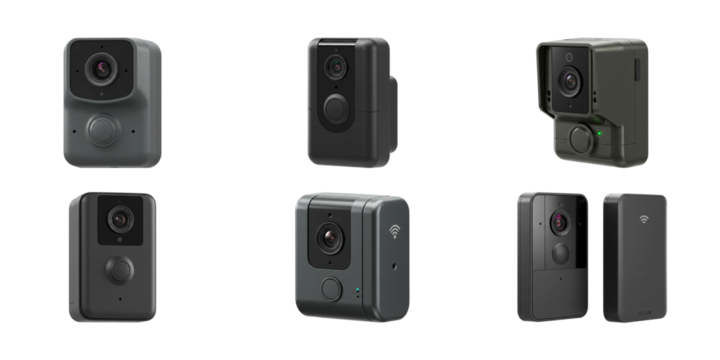 Collection of Surveillance Cameras: A curated compilation of contemporary surveillance cameras, each uniquely designed and meticulously presented.
