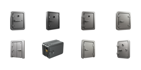 Vault Collection: A series of secure vaults, each meticulously designed to safeguard valuables, presented in a sophisticated and understated composition.