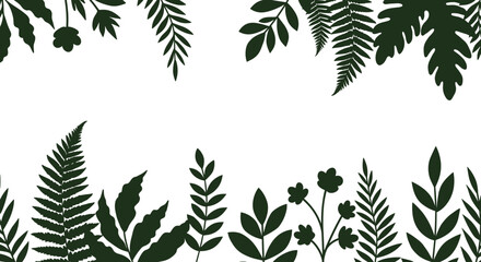 Fototapeta premium Tropical greenery border vector illustration for nature-inspired designs