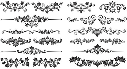 Fototapeta premium Elegant vintage ornaments: decorative floral design vector illustration in black and white for cards or borders