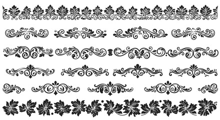 Elegant floral border and divider set vector illustration for design projects