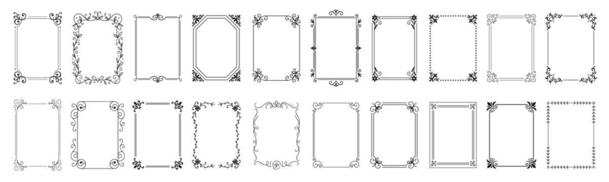 Elegant vintage frame set featuring ornamental decor and stylish borders. Ideal for invitations, certificates, menus, and classic designs with timeless decorative charm.