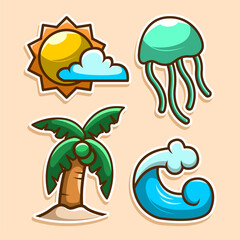 Summer Beach illustration collection set