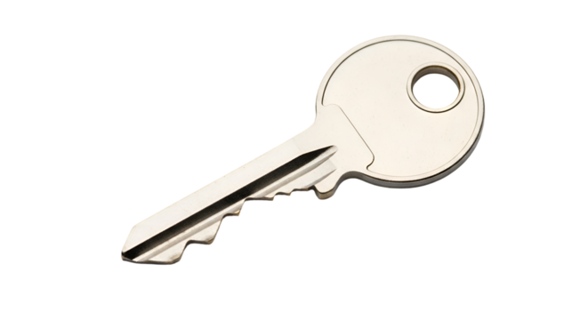 Unlocking Secrets: A Metal Key on Transparent Background