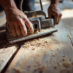Craftsmanship in action with hands shaping wood Generative AI